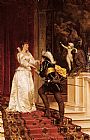 Frederic Soulacroix Canvas Paintings - The Cavalier's Kiss
